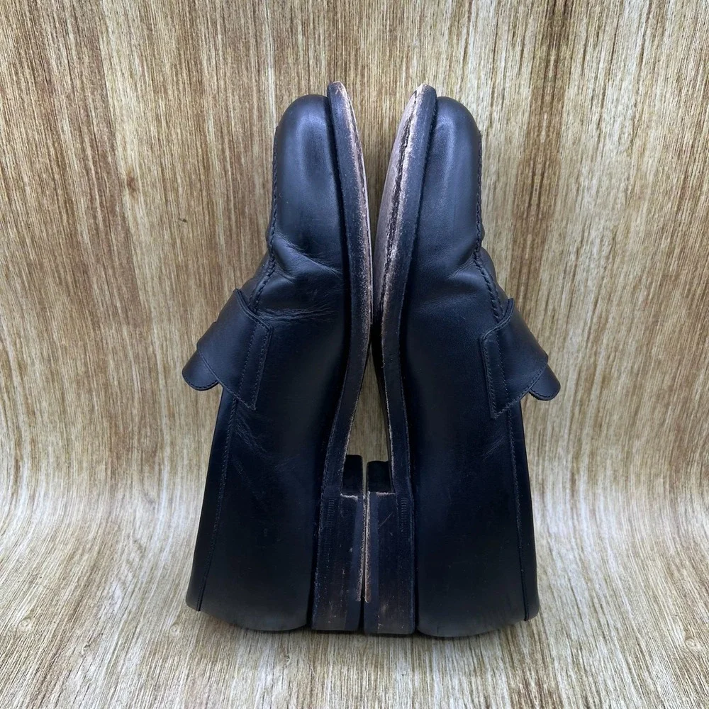 Suitsupply Penny Loafers Men's Size 8.5 Black Leather Made in Italy Dress Shoes